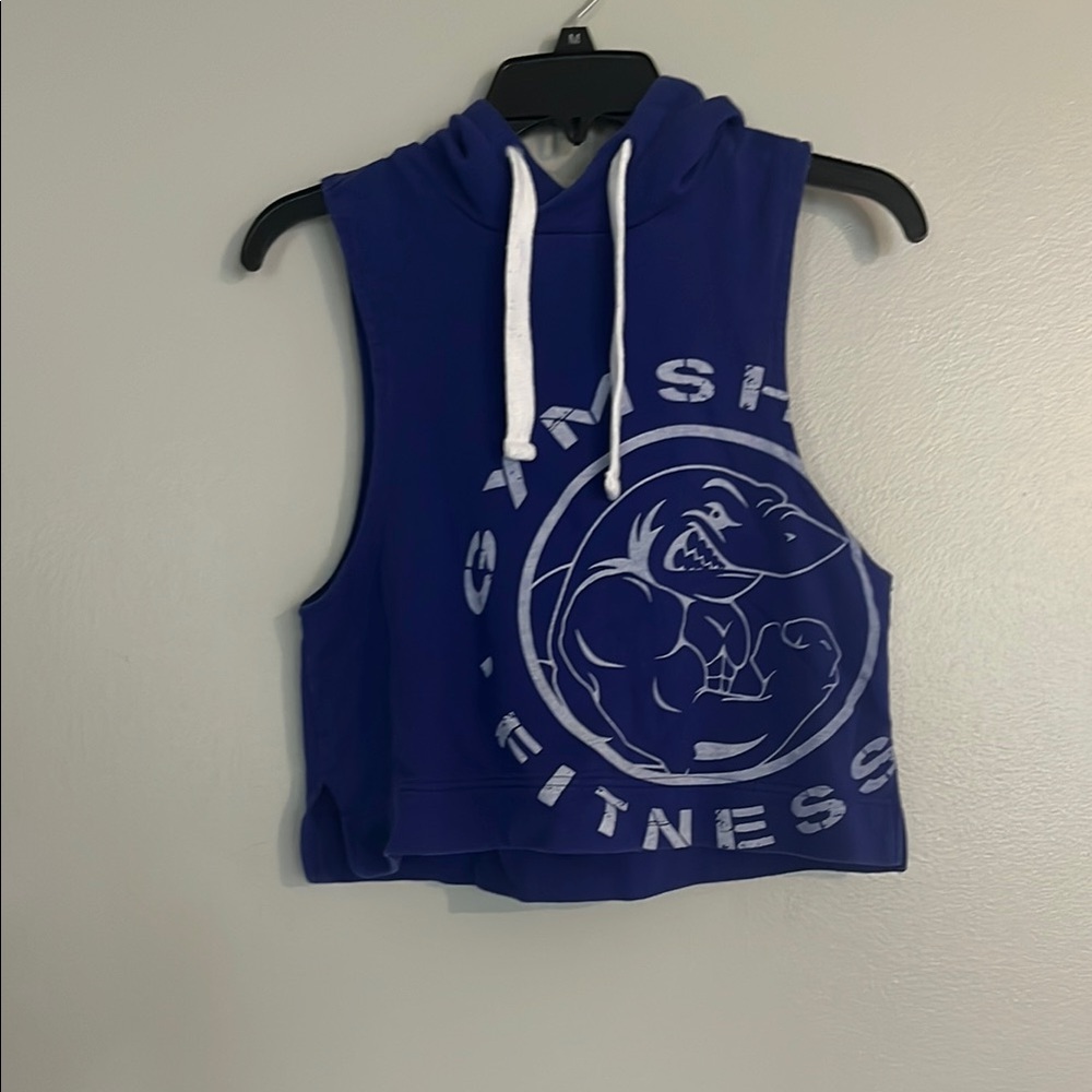 Gymshark Blue Muscle Tee with White Accents